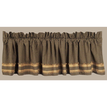 Black Oat Newbury Gingham Black W/Oat Trim Valance Lined VLAR0013 - The Fox Decor